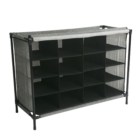 Simplify 16 Compartment Shoe Cubby in Black 23200-BLACK